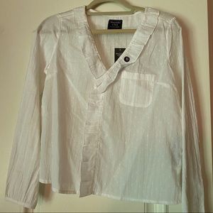 White Ruffle V-Neck Blouse